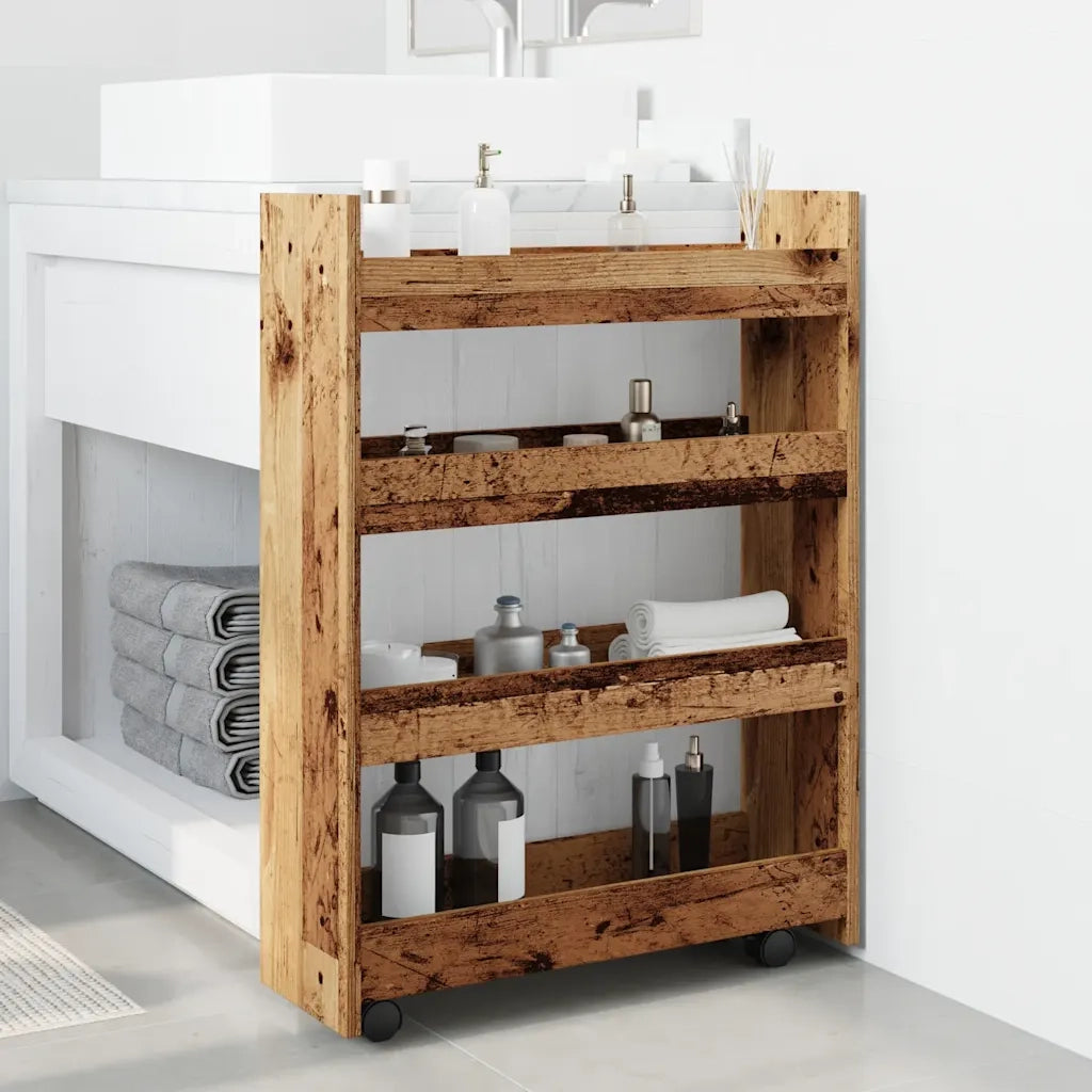 Carrello Stretto a 4 Livelli Legno Antico in Truciolato 855266