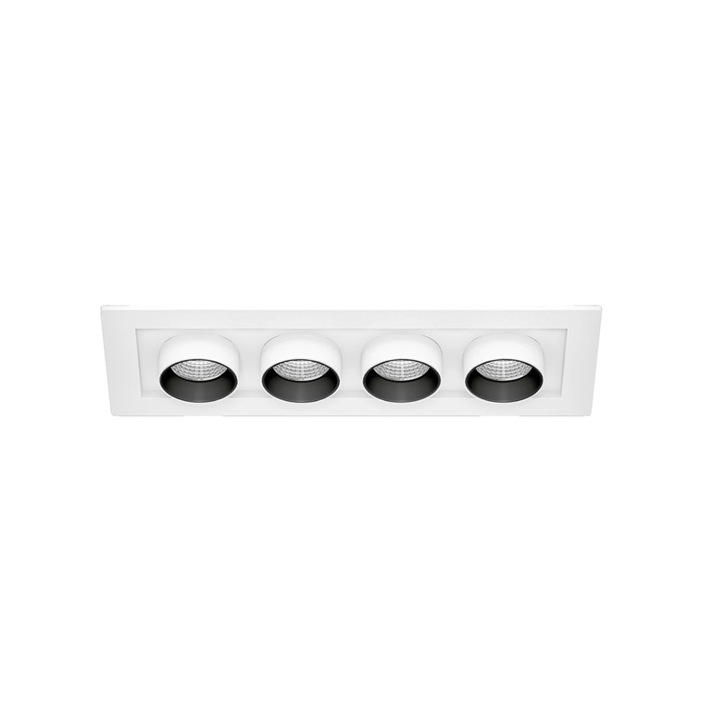 Mini Oxo Faretto LED da Incasso 24W Quadrato 4 Punti Luce Fascio 42º Tecnologia Switch CCT 2700K/3200K/4000K Orientabile Bianco Opaco
