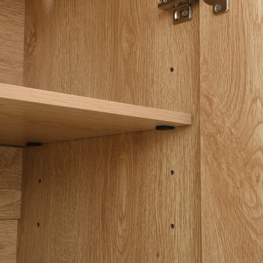 Credenza a 4 ante con ripiani regolabili per ingresso e soggiorno in MDF e bambù naturale