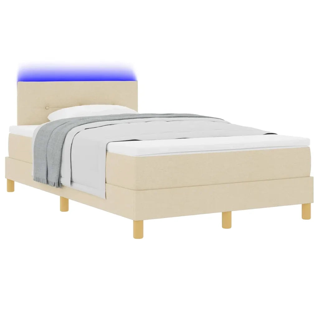Letto a Sorgente LED con materasso Crema 120 x 190 cm Tessuto 3342427