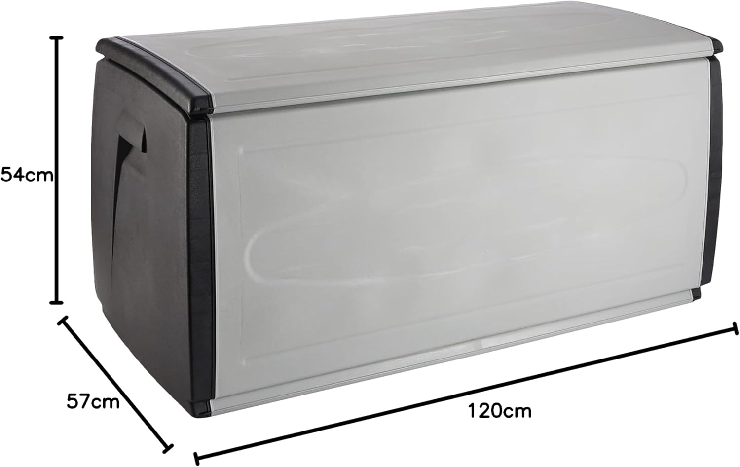 Baule Contenitore da Esterno 120x54x57 cm Multiuso in Polipropilene Prince Box Grigio e Nero