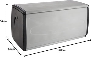 Baule Contenitore da Esterno 120x54x57 cm Multiuso in Polipropilene Prince Box Grigio e Nero