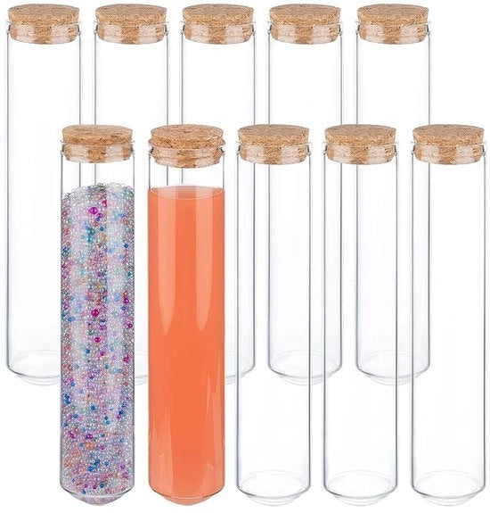 Set di flaconi in vetro con stoppini - 80ml - 10 pezzi - contenitore per riscaldamento - attrezzatura per laboratorio - contenitore per liquidi - decorazione fiori - contenitore per laboratorio