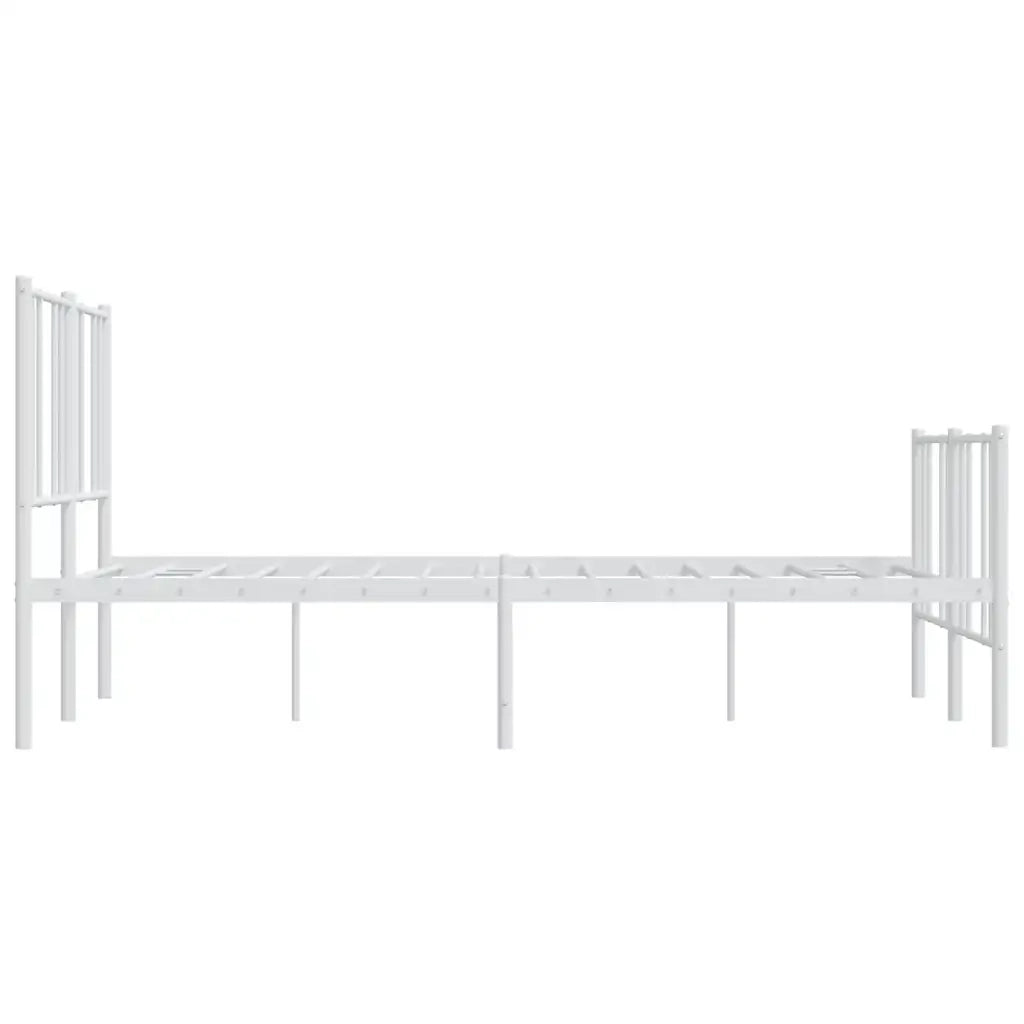 Letto matrimoniale | Letto per adulti | Giroletto con Testiera e Pediera Metallo Bianco 160x200 cm