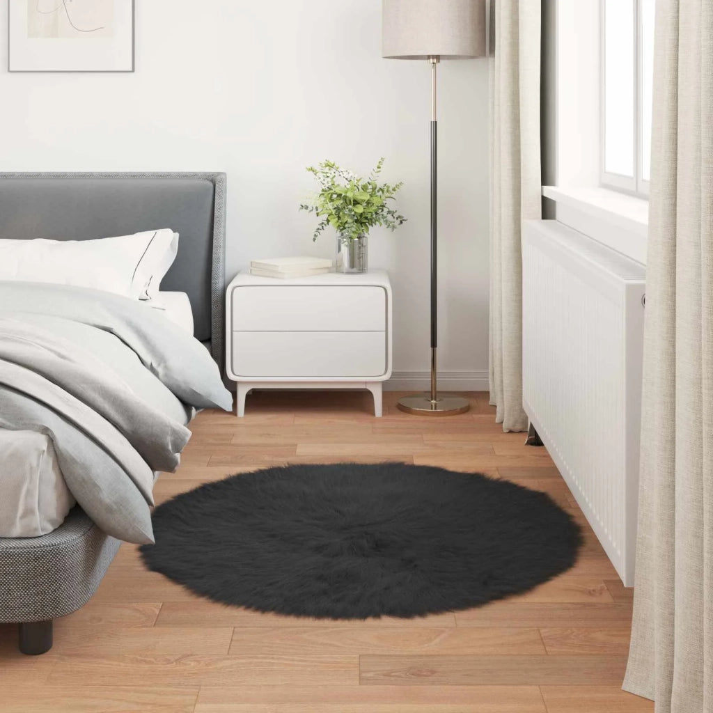 Tappeto in finta TAFALLA Nero Ø 120 cm Poliestere