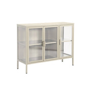 Credenza industriale in metallo e vetro temperato 3 ante, 100cm