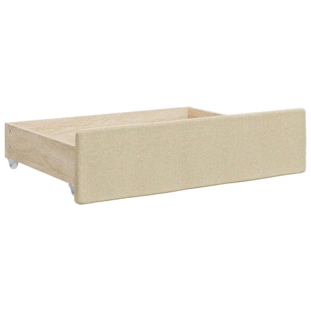 Divano Letto Estraibile con Cassetti Crema 90x200 cm in Tessuto 3196618