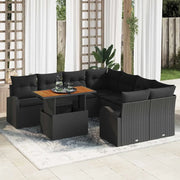 Set Divano da Giardino con cuscino 9 pcs Nero