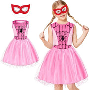 Costume per bambina Spider-Girl per Halloween - Costume Spider per bambina con maschera - Costume per bambina rosa - Abbigliamento da costume - Taglia 100cm
