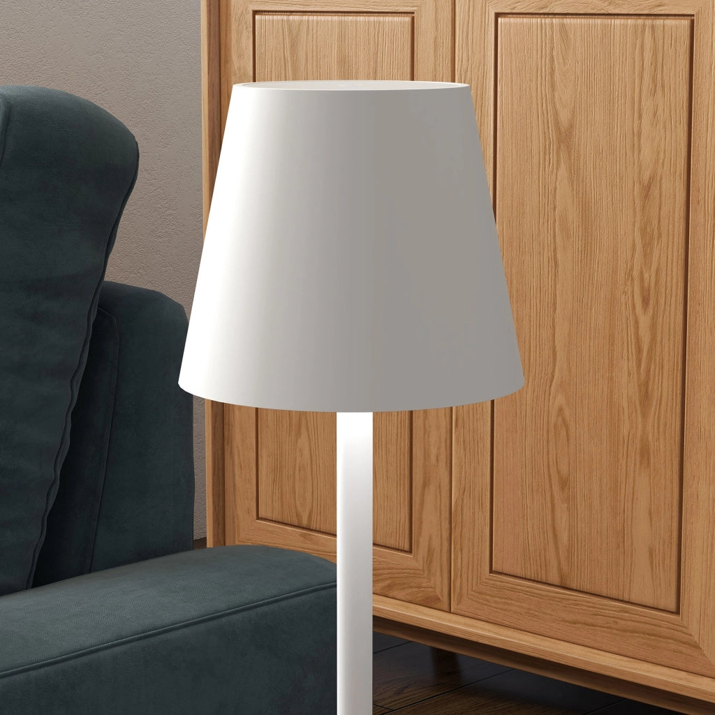 EasyComfort Lampada da Tavolo Portatile in Acrilico e Metallo da 3600mAh con Cavo di Ricarica, Ø11.2x36.5 cm, Bianco