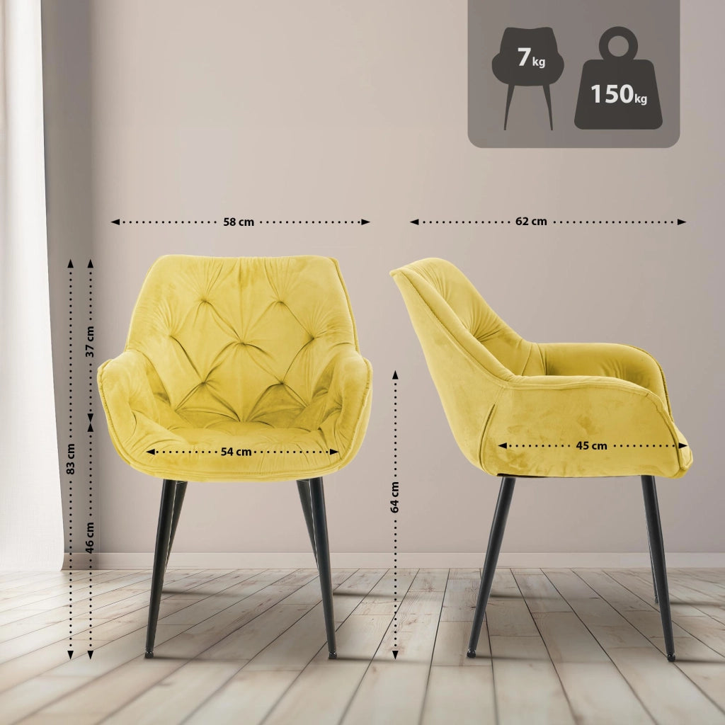Sedia Tanna in velluto giallo