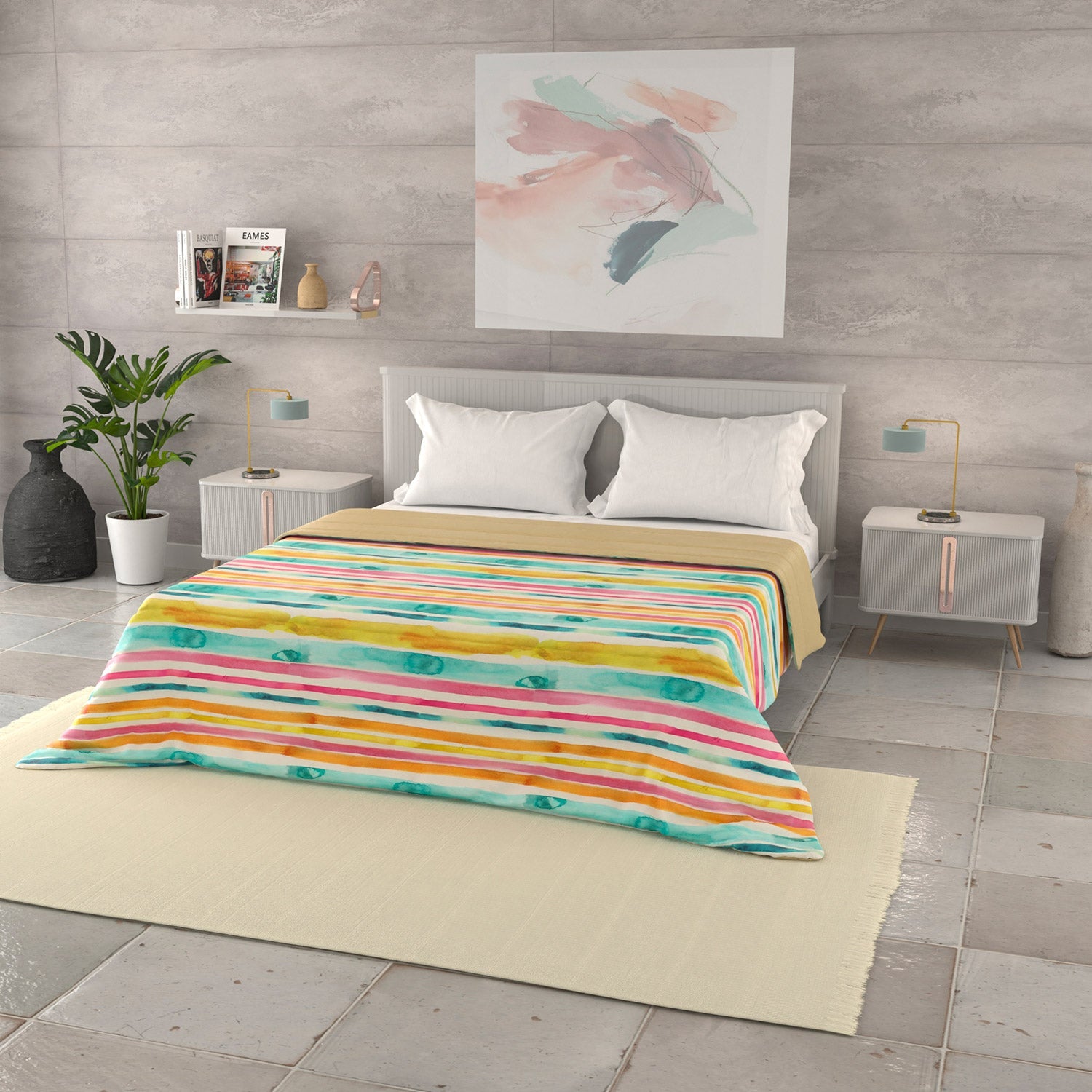 Trapuntino Matrimoniale 100gr con Stampa in Microfibra Fez