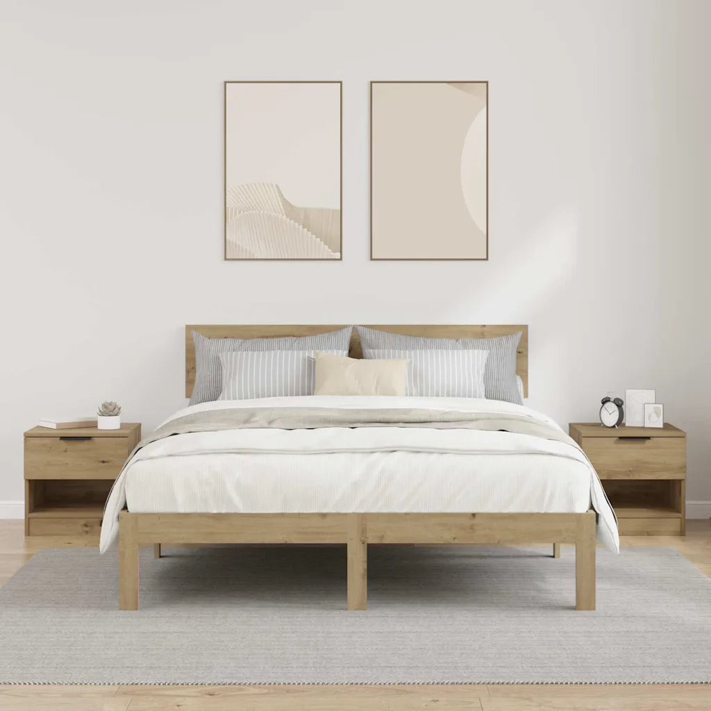 Armadietto per letto 2 pcs Rovere artigianale 40 x 39 x 40cm