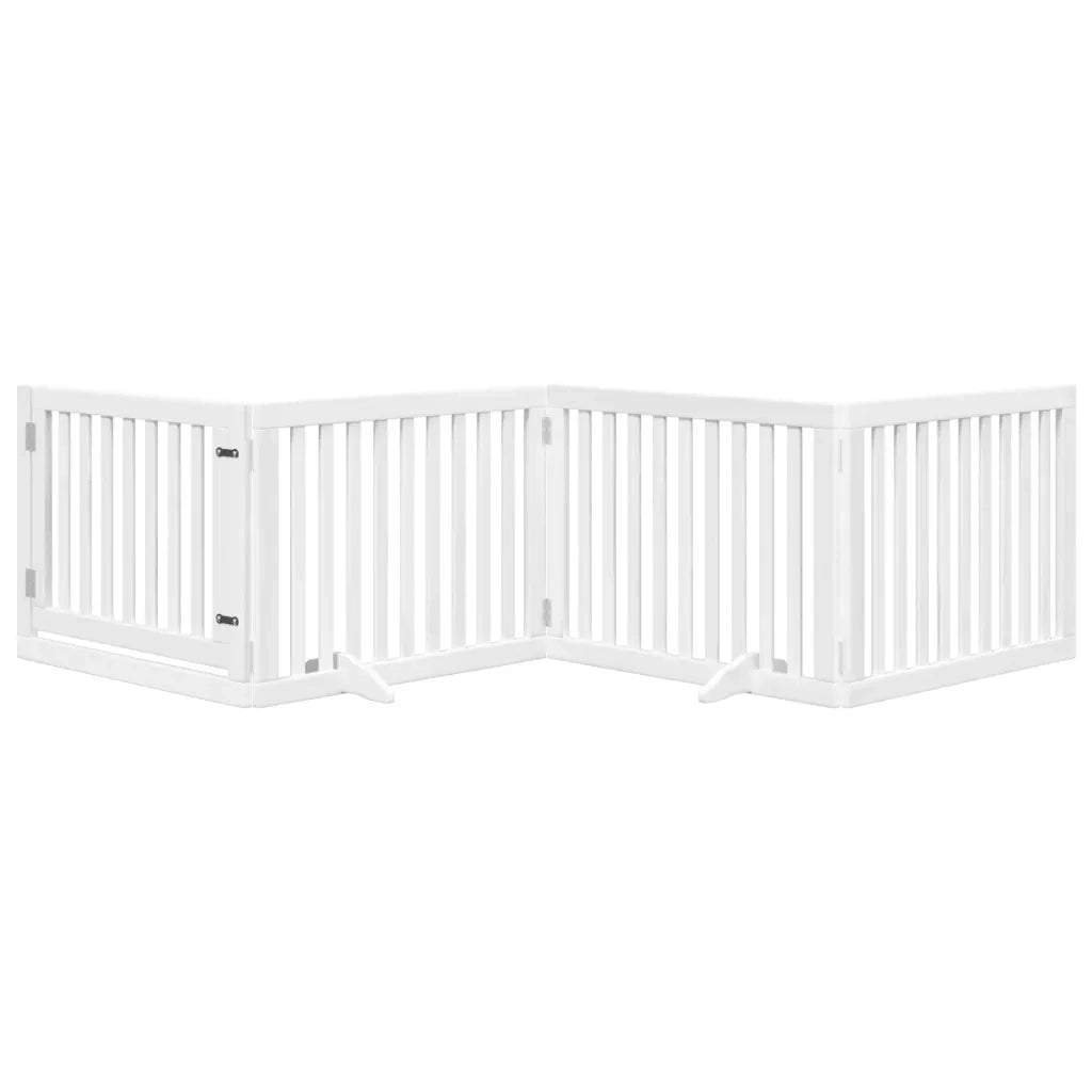 vidaXL Cancello Cani Porta Pieghevole Bianco 4 Pannelli 320 cm Pioppo