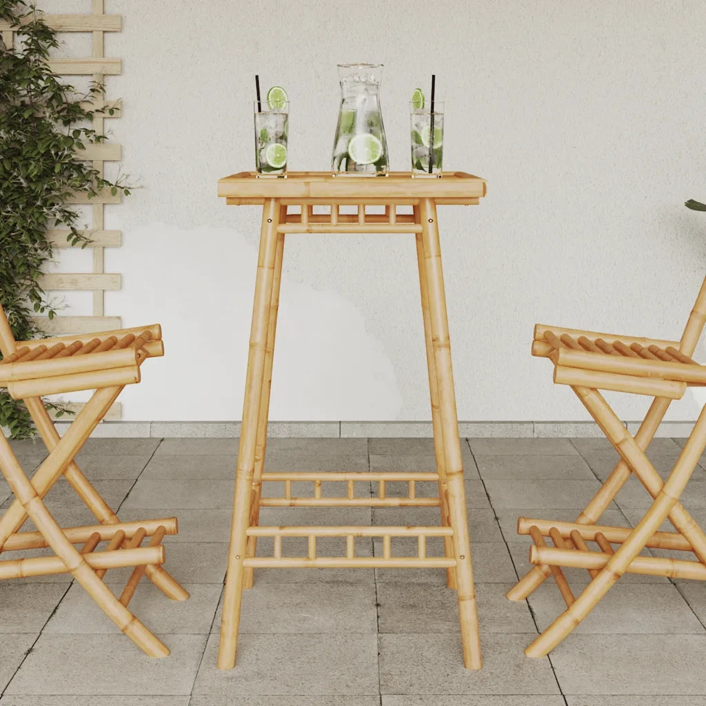 Tavolo da Bar da Esterno Quadrato 55x55x100 cm in Bambù 4108229