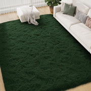 Tappeto morbido a alta densità 120x180 cm verde scuro | Tappeto morbido extra soffice a pelo shaggy con antiscivolo per soggiorno/camera da letto | Tappeto accogliente per bambini e animali domestici