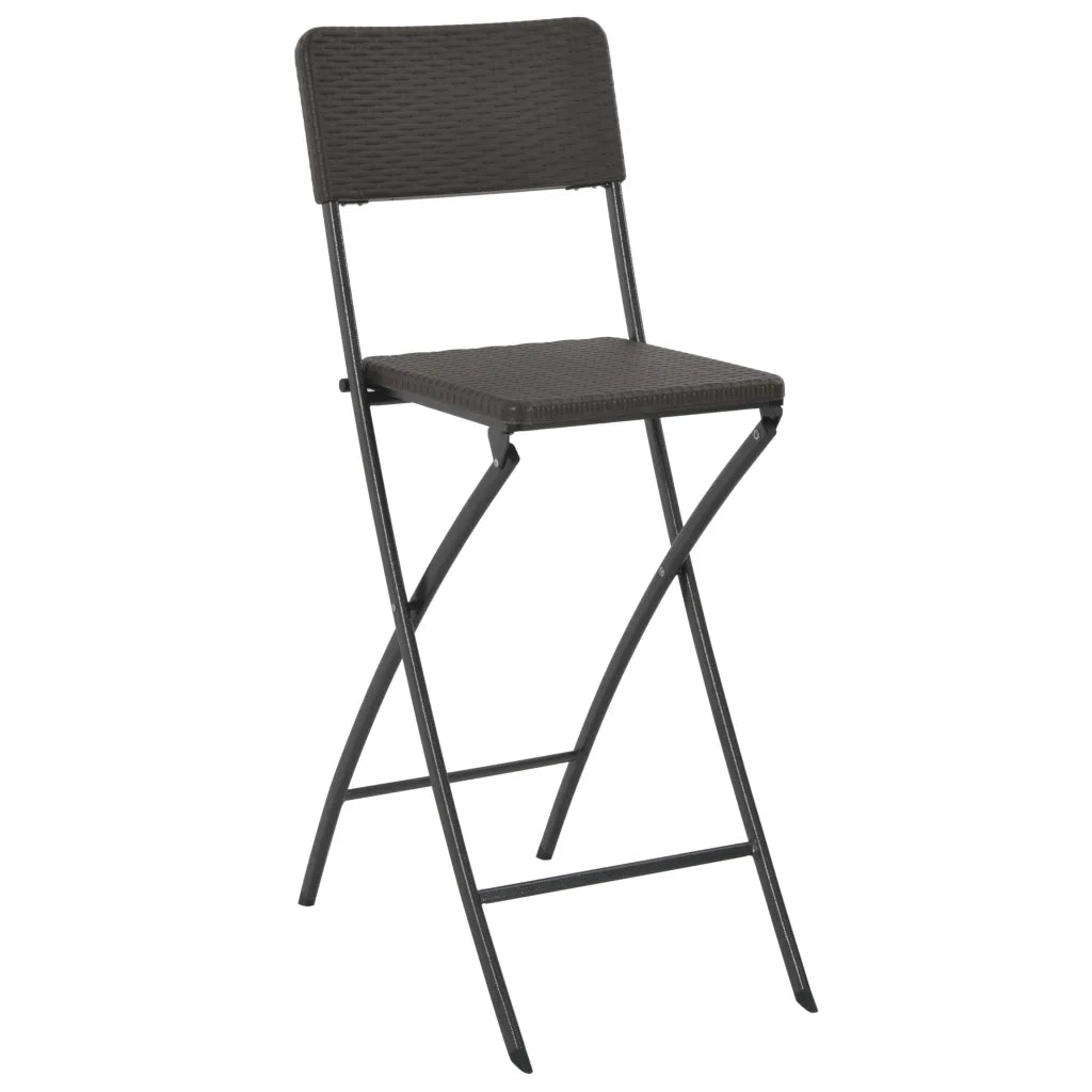 Sgabelli da Bar Pieghevoli 2 pz in HDPE Acciaio Marroni Rattan 44558
