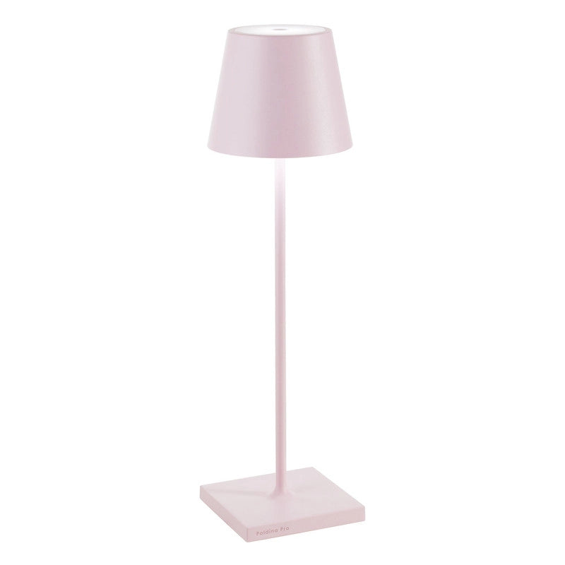 Lampada a led da tavolo Poldina Pro Rosa ricaricabile e dimmerabile con batteria fino a 12 ore. Da uso esterno IP65