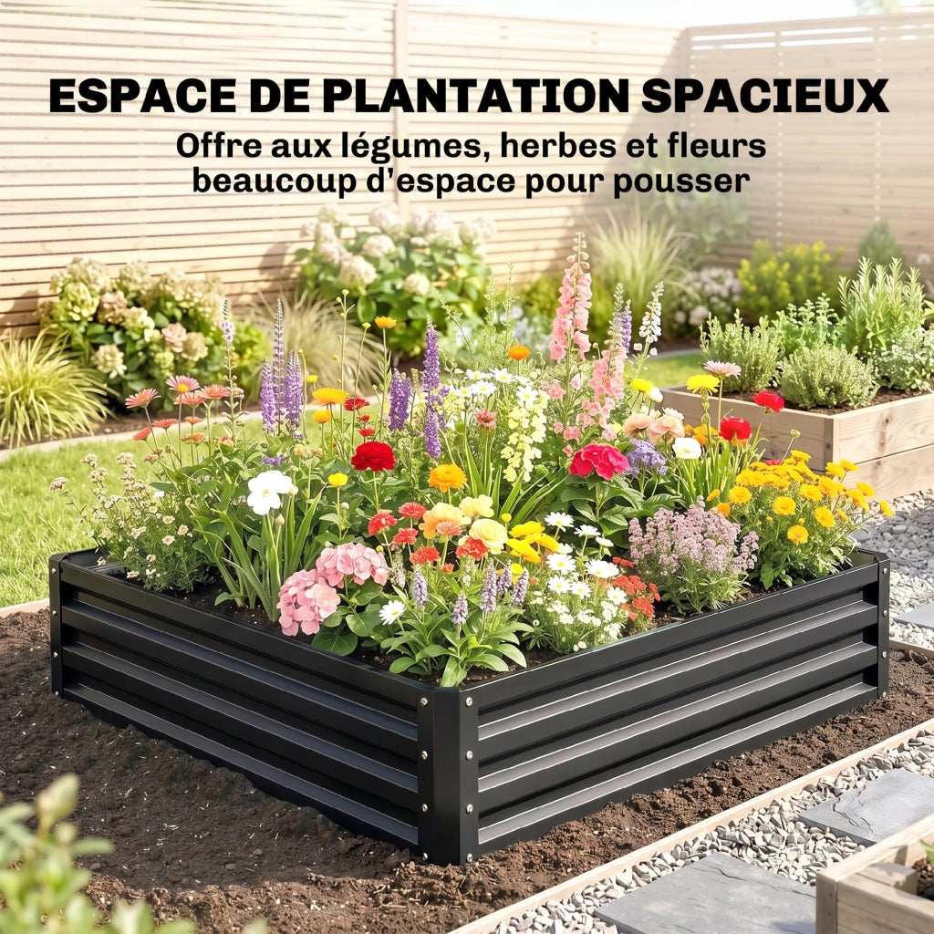 Orto rialzato giardino ¨C Xylo ¨C acciaio galvanizzato grigio 120x120x30 cm