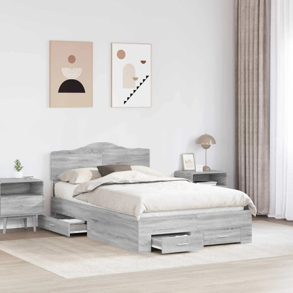 Struttura del letto con testiera Grigio Sonoma 120 x 200 cm