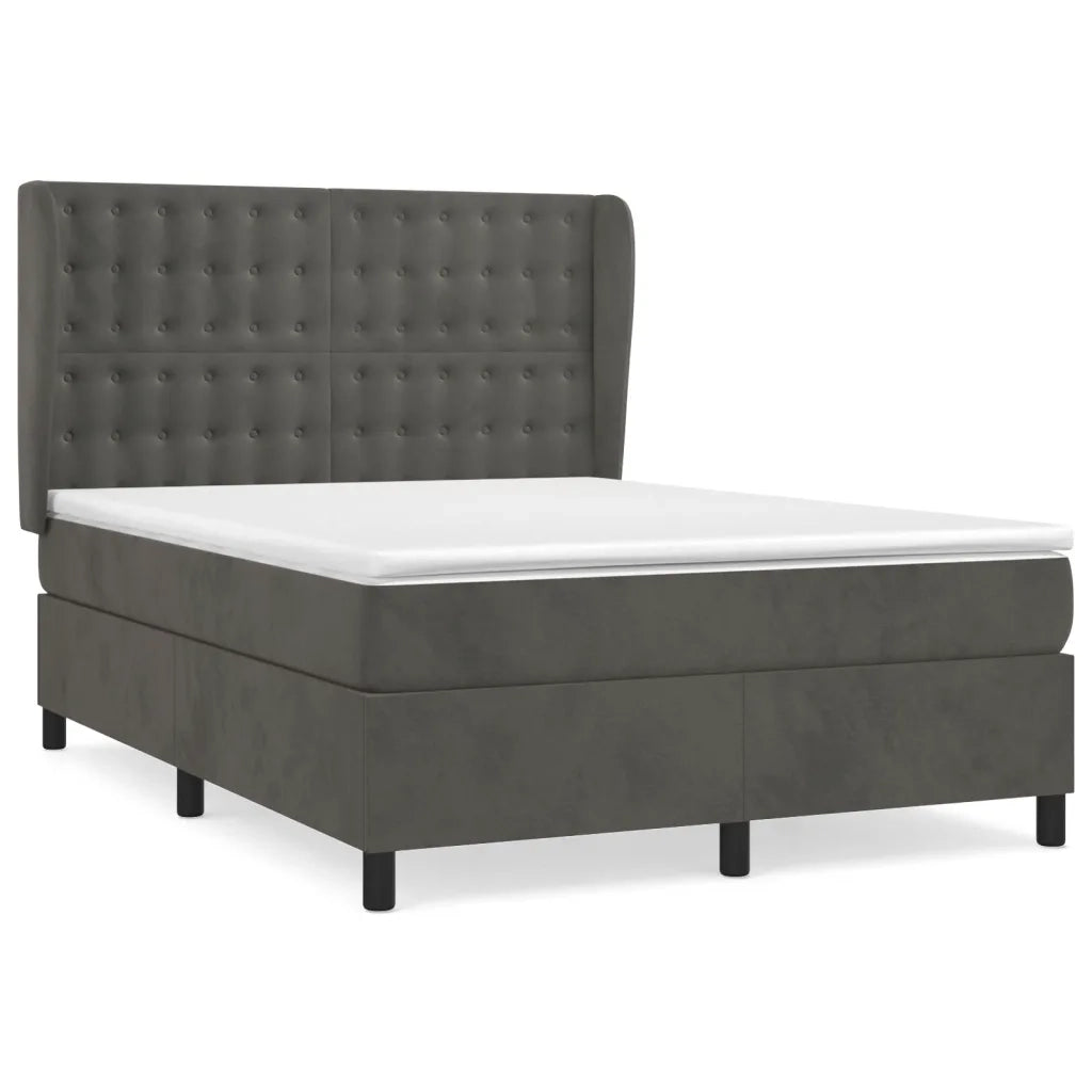Giroletto a Molle con Materasso Grigio Scuro 140x190 cm Velluto 3129448