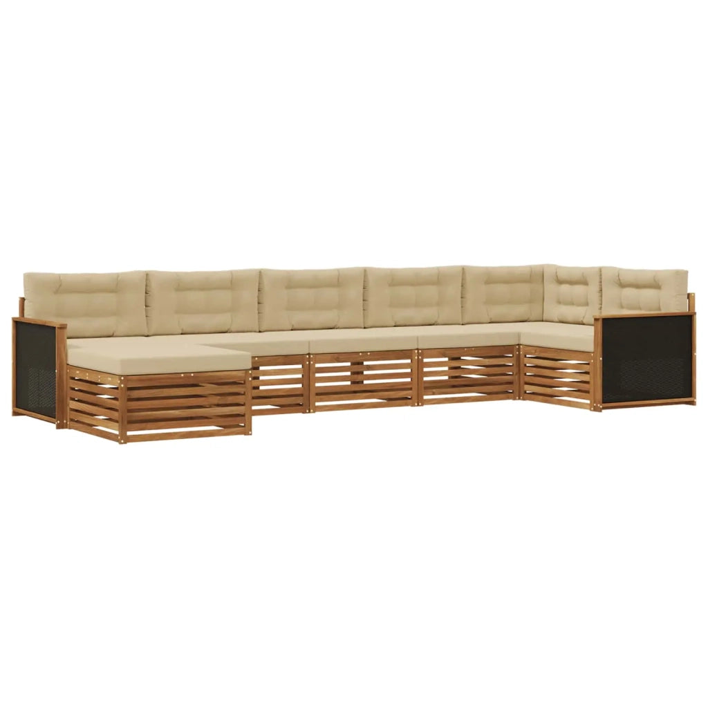 Set di divani da esterno 7 pz Naturale e Beige 3383616