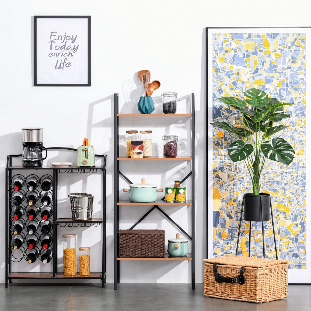 Libreria Scaffale Industriale con 4 Ripiani ¨C zephmum ¨C Marrone 60x35x145 cm