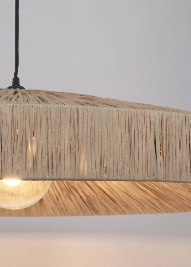 Lampadario a Sospensione in Rafia Naturale Intrecciata D80 - MEI-WEN