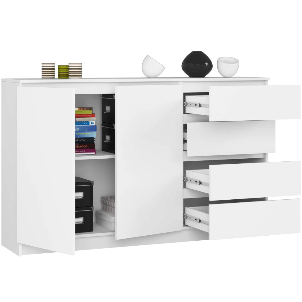 Cassettiera AKORD K013 Cassettiera Bianca 160 cm 2 ante 4 cassetti 160x40x99 cm