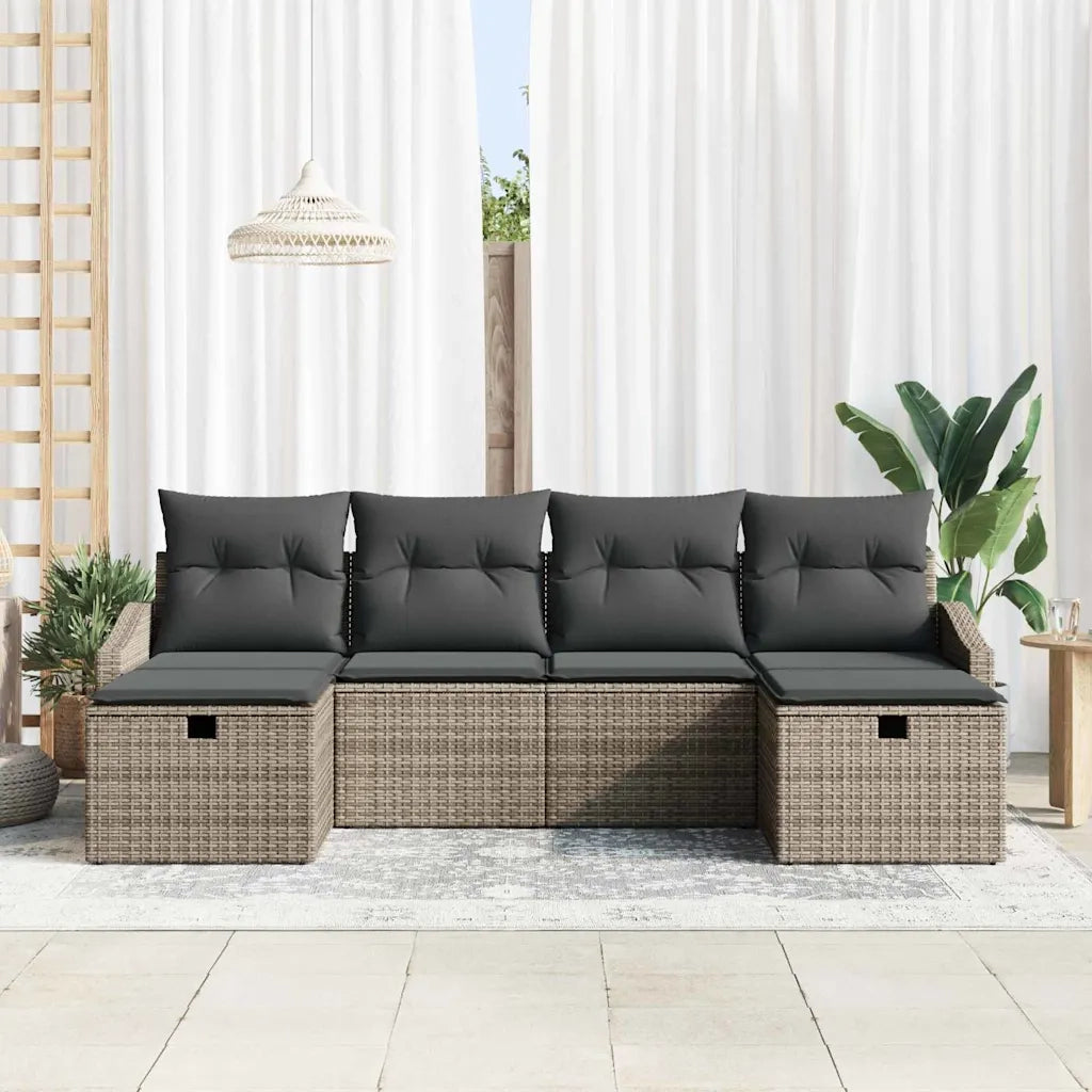 Set Divano da Giardino con cuscino 6 pcs polyrattan