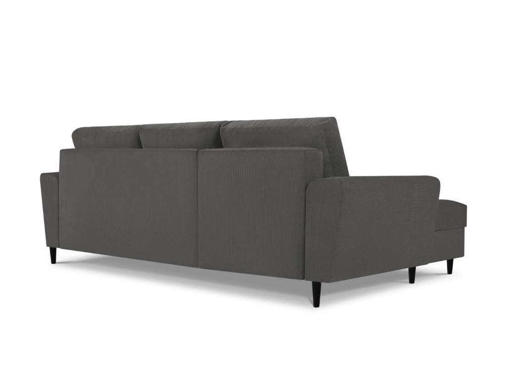 Cosmopolitan Design - Divano convertibile angolare sinistro con contenitore "Kyoto" 4 posti in velluto a coste grigio 