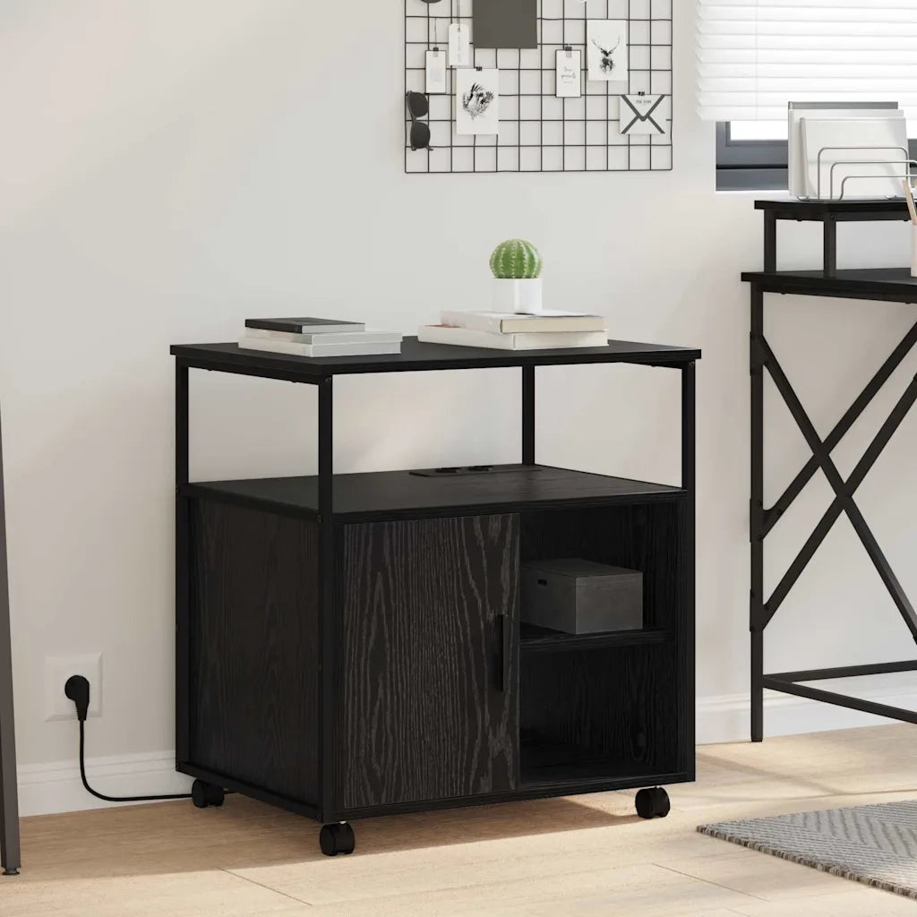 Cabina con Stazione di Ricarica Rovere Nero 61 x 46 x 67 cm 859830