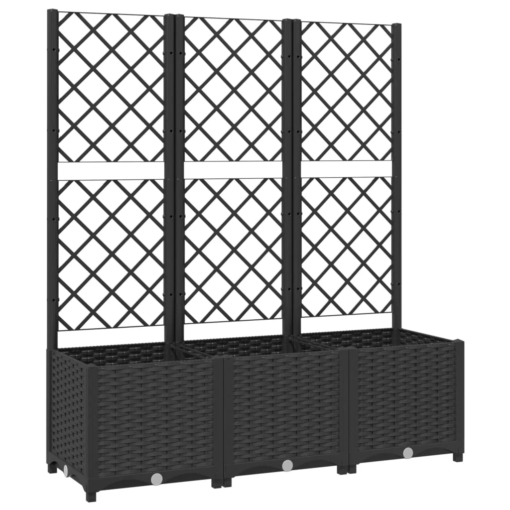 Fioriera rialzata per piante fiori patio giardino con traliccio 120 x 40 x 136 cm PP nero 02_0038237
