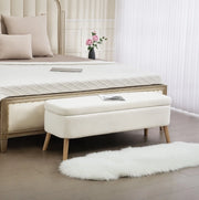 Panca contenitore imbottita 120 cm, crema