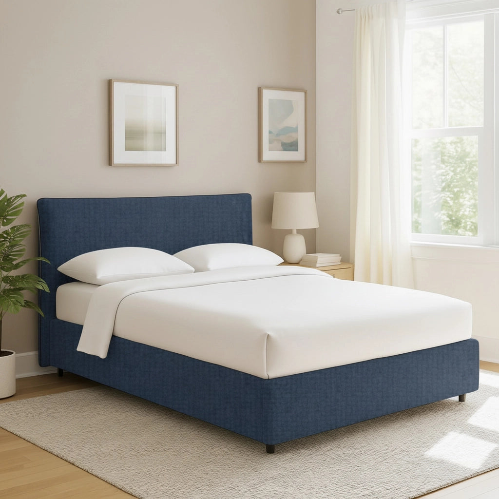 Louth, Letto Singolo Sfoderabile Made in Italy, blu
