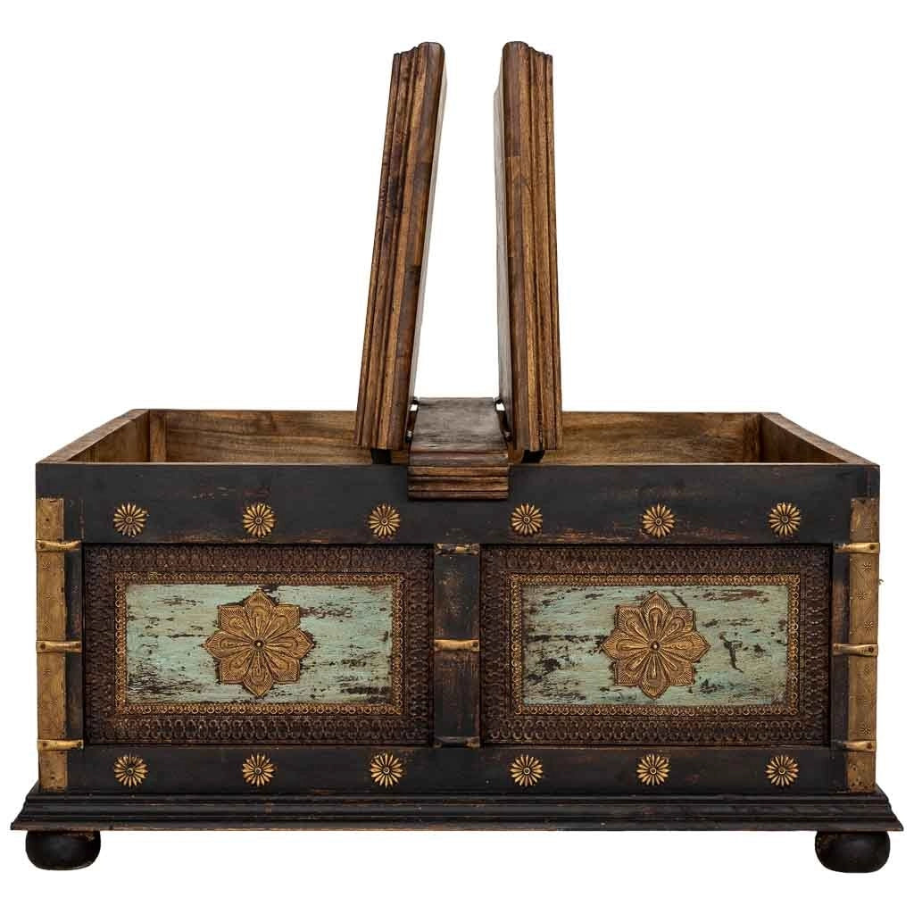 Tavolino artigianale in legno nero 100x100x47h cm