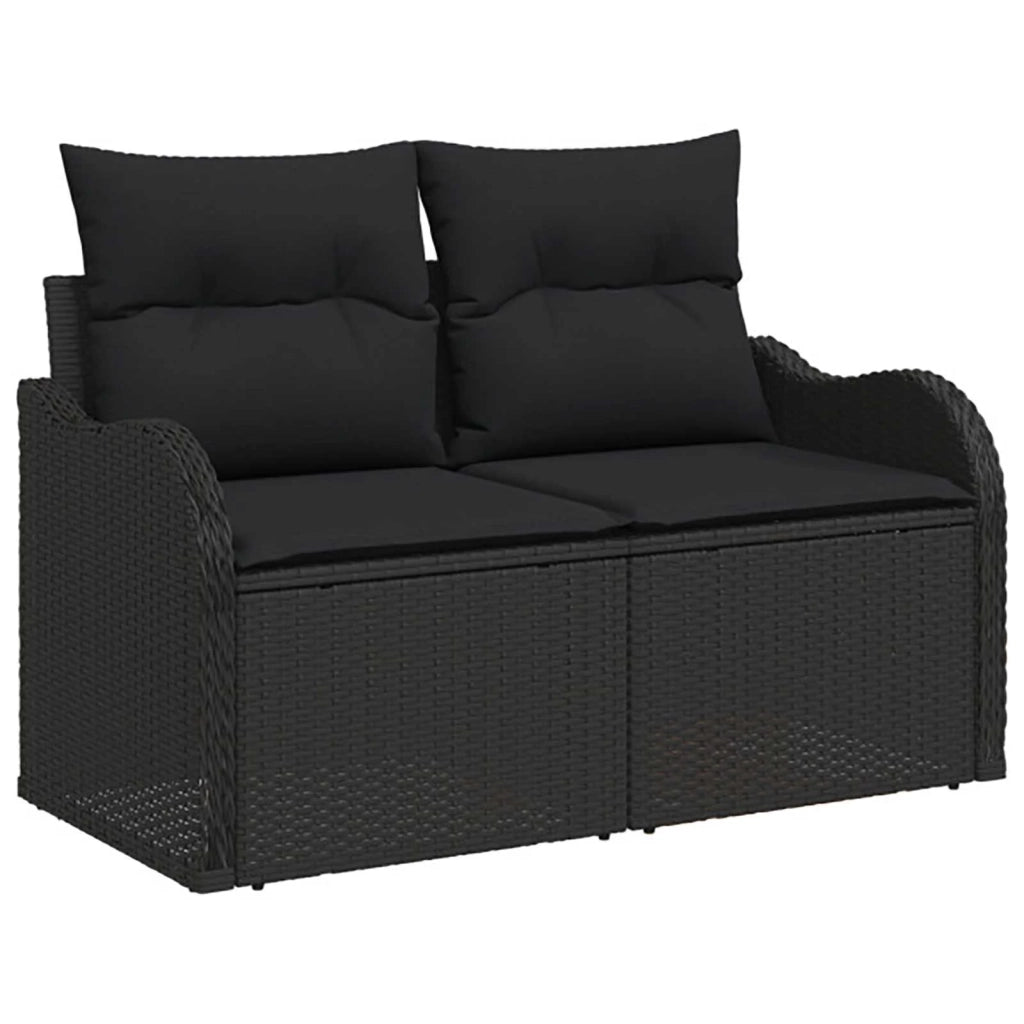 Set di divani 5 pz Nero Rattan sintetico e Acciaio 3447751