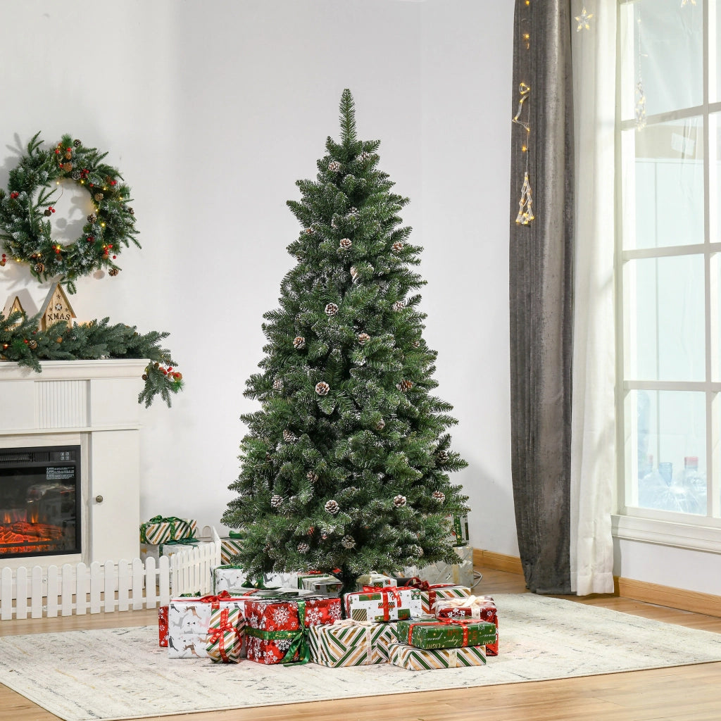 Albero di Natale Artificiale ¨C Minimal ¨C Effetto Neve 180 cm 50 Pigne 718 Rami
