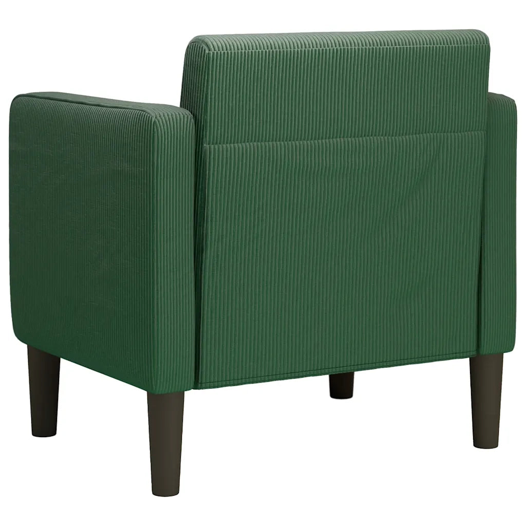 Divano Sedia con Braccioli Verde Scuro 54 cm Tessuto a Coste 4100520