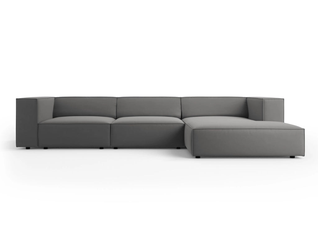 Cosmopolitan Design - Divano angolare destro "Arendal" 4 posti in velluto cemento 