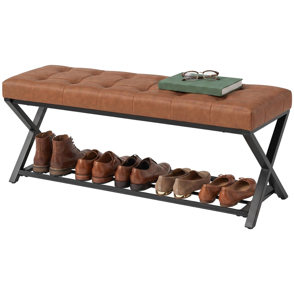 Panca Ingresso con Seduta Imbottita ¨C Minimal ¨C 112x37x47 cm Marrone
