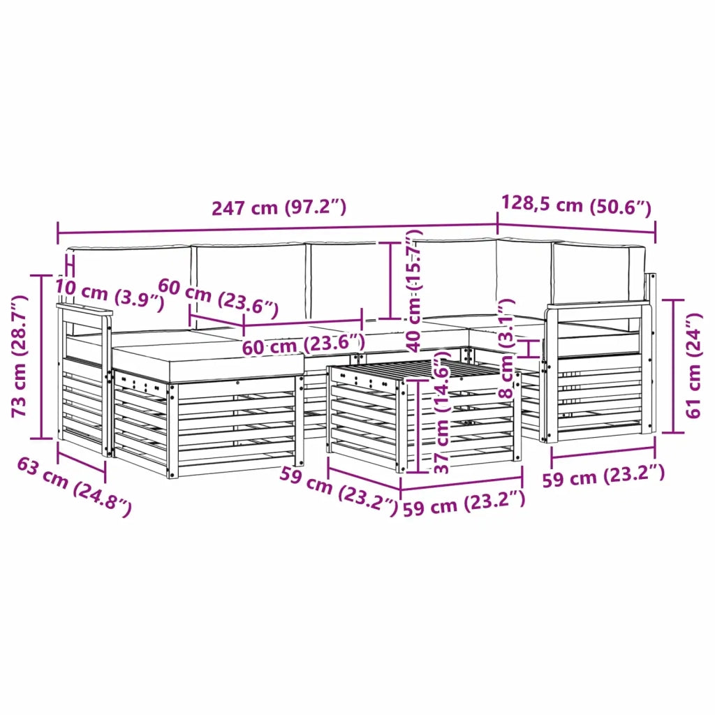 Set di divani da esterno 7 pcs Bianco e Antracite Poliestere 3392142
