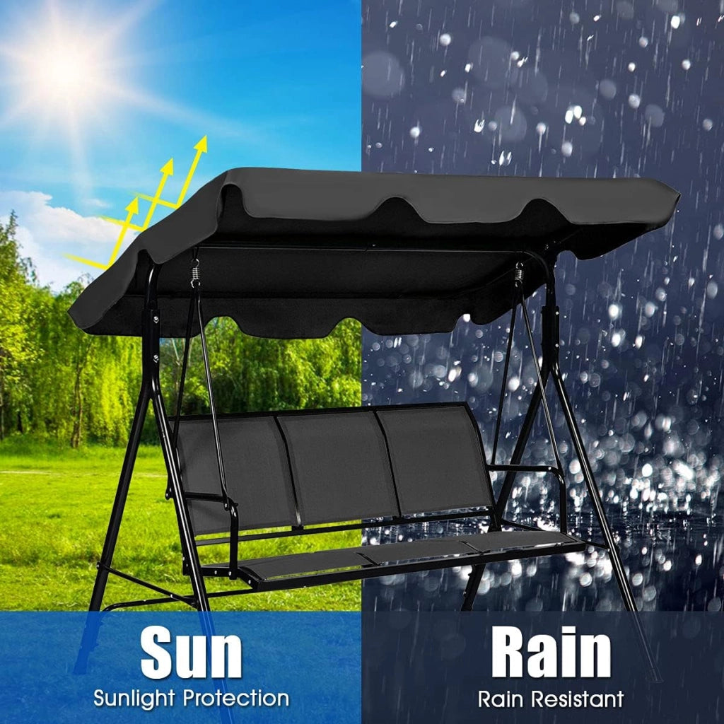 Dondolo da Giardino, a 3 Posti, Tetto di Ricambiabile, Telaio in Metallo e Texteline, con Copertura Anti-UV e Anti-Acqua, Arredo per Esterno, 173x119x152 cm, 2 Colori (2)