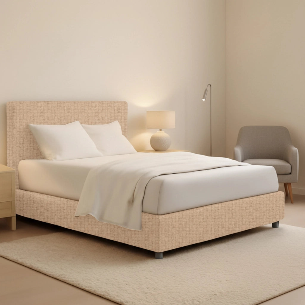 Widnes, Letto Matrimoniale Sfoderabile Made in Italy, Beige