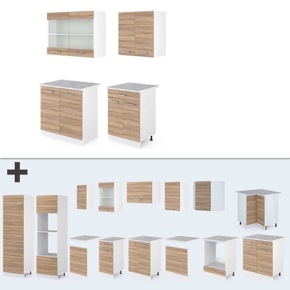 Vicco Cucina monoblocco Sonoma/Bianco 140 cm , PL Rovere