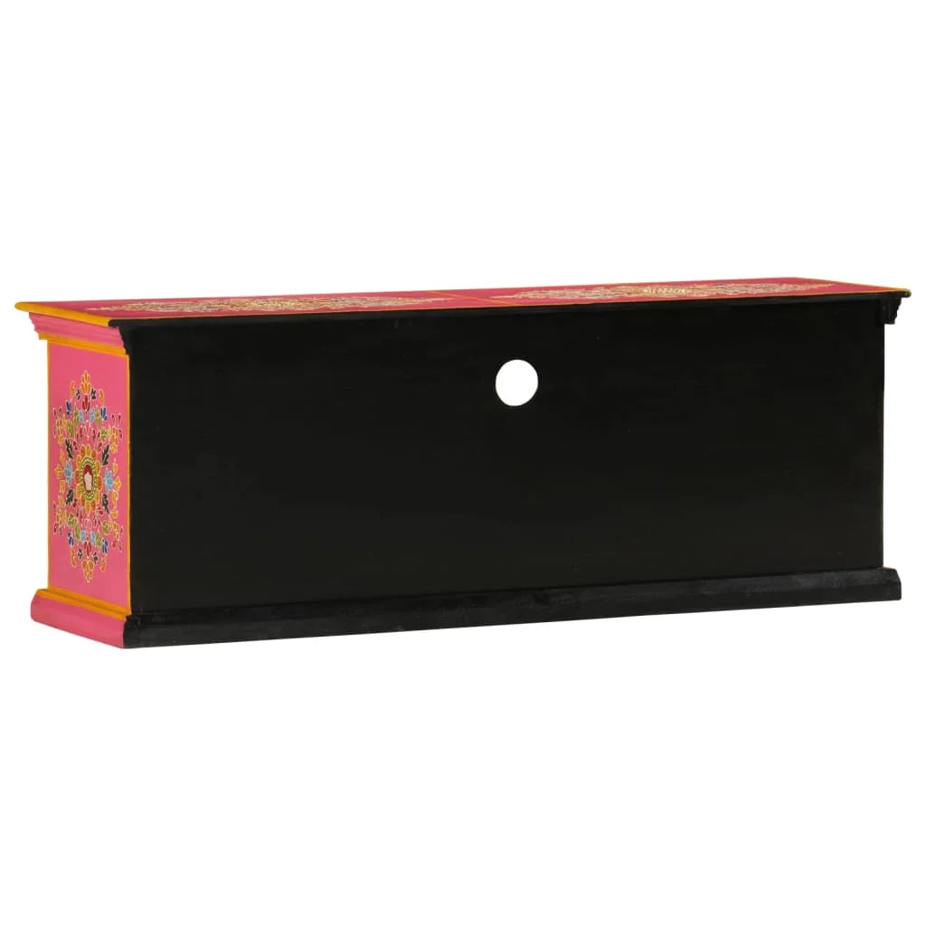Mobile TV multimediale scaffale TV mobile TV sala da pranzo soggiorno camera da letto rosa 110 x 30 x 40 cm legno massello di mango rosa 02_0028289