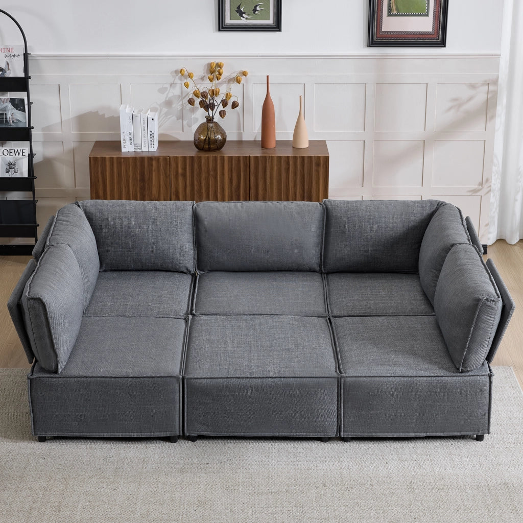 Divano modulare angolare - componibile con funzione letto - in tessuto - grigio scuro