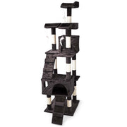 Albero tiragraffi nero 170 cm con piattaforme, cuccette e scale