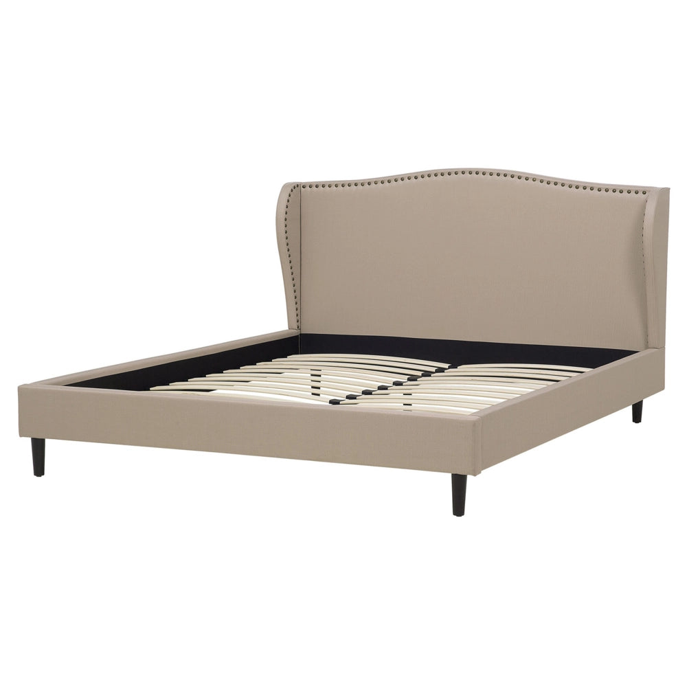 Letto rivestimento in tessuto beige King Size 160 x 200 tradizionale