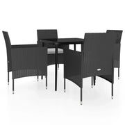 Set da pranzo da esterno nero da 5 pezzi con cuscini 02_0014154